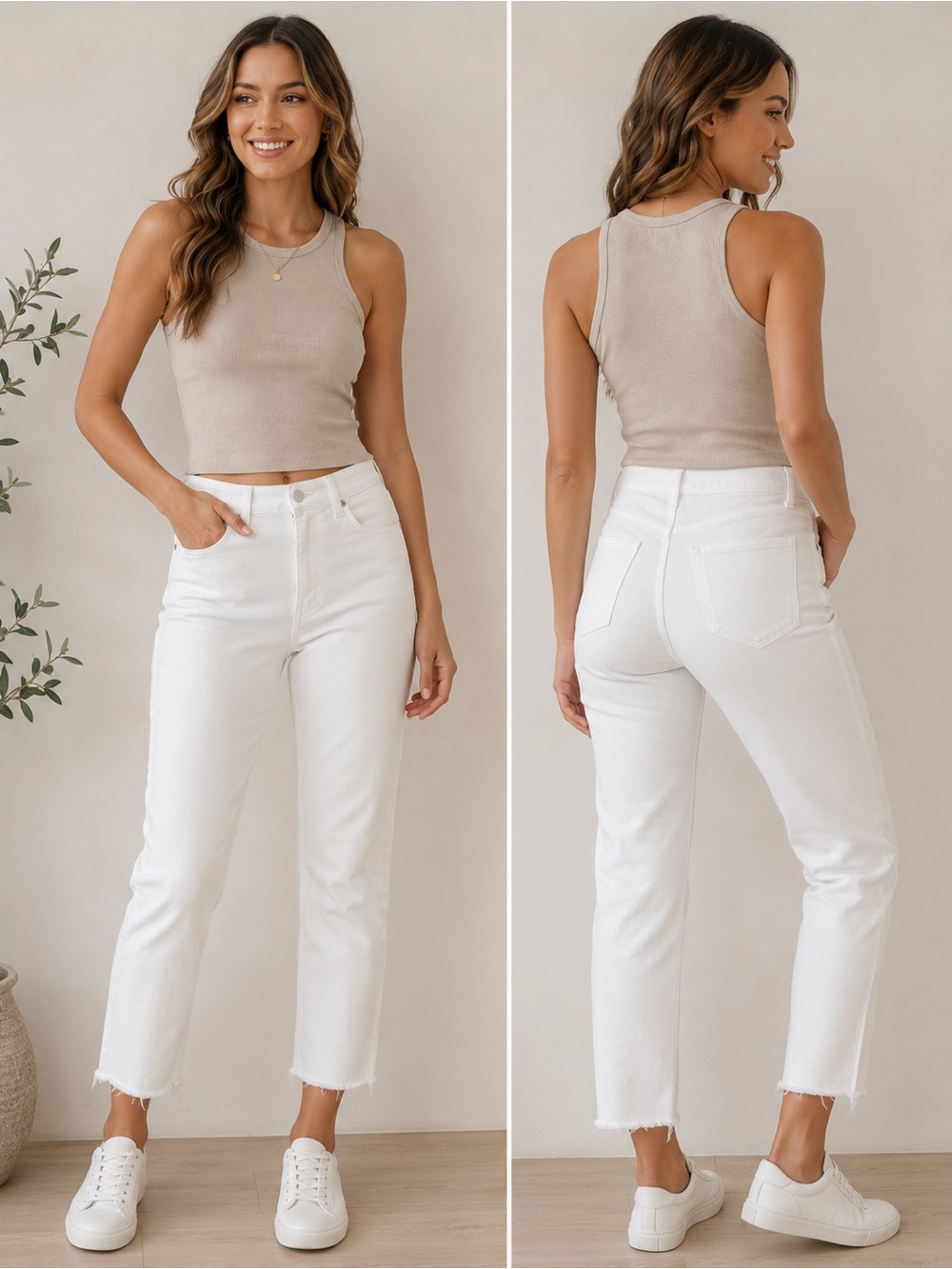 PAIGE White High-Rise Cropped Straight Jeans